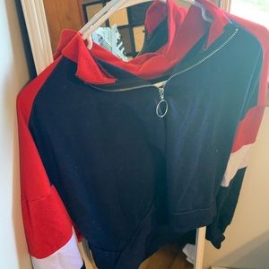 Blue/white/red cropped long sleeve